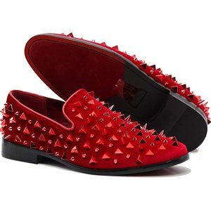 Men's Vintage Spike Dress Loafers Slip On Fashion Shoes Classic Tuxedo Dress Sho